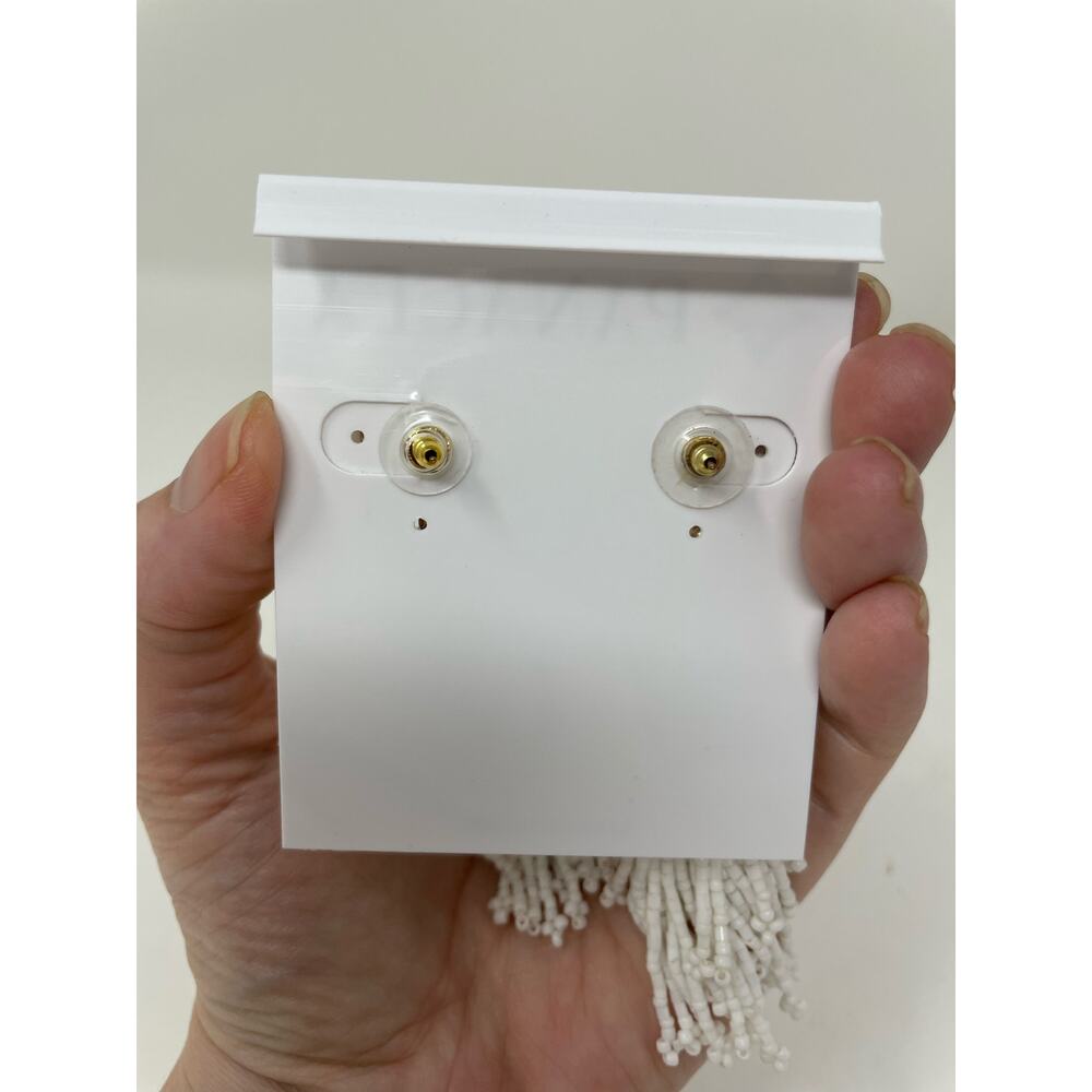 Rachel Zoe Panacea White Beaded Tassle‎ Earrings New - Picture 2 of 3